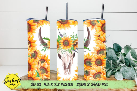 A Cow Skull & Sunflower Design for Graphics & Print Templates