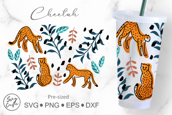 Cheetah Pattern Cold Cup Graphics for Crafts and Product Creation