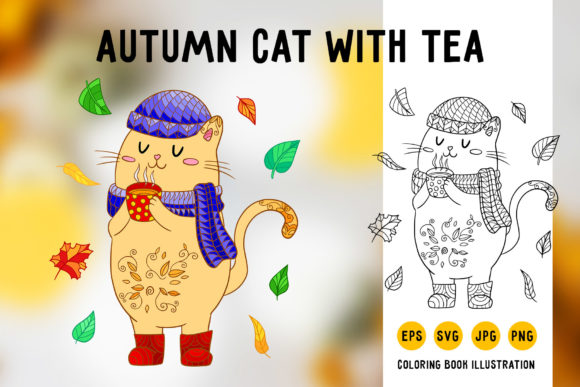 Crafting with a Cozy Cat Coloring Page Graphic