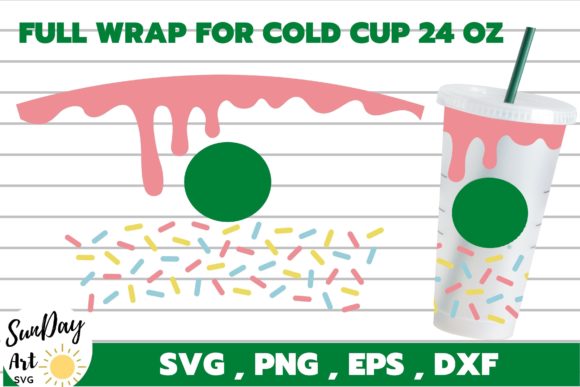 Full Wrap Donut Drip Cup Graphics for Tumbler Wraps