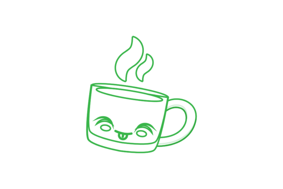 How Coffee Cup Cute Kawaii Green Outline Icons Upgrade Graphics
