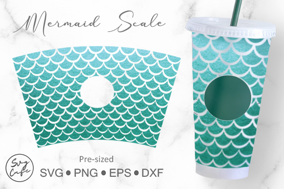 Mermaid Scale Graphics for Crafts and Commercial Cold Cups