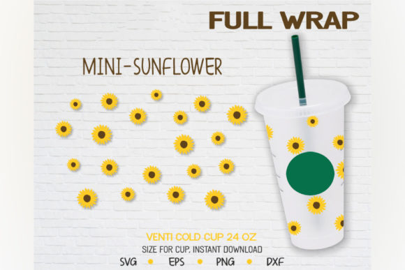 Mini Sunflower Graphics for a 24oz Venti Cold Cup