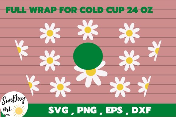 Seamless Daisy Cold Cup: Graphics for Tumbler Wraps
