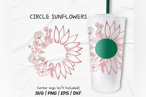 Sunflower Floral Cold Cup Graphics for Crafts Publishing