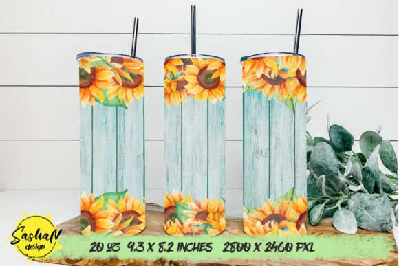 Sunflower & Wood Skinny Tumbler Graphic: A Print Template Gem