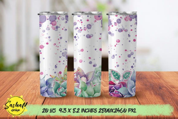Testing Watercolor Succulent Tumbler Graphics for Print Templates