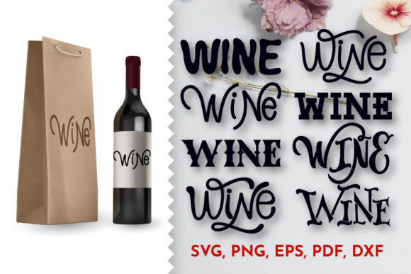 Wine Bottle Label Lettering Graphics for Commercial Projects